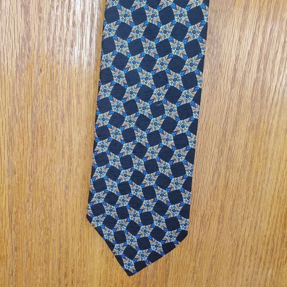 Valentino Men's Silk‎ Neck Tie Black Gold Blue $198